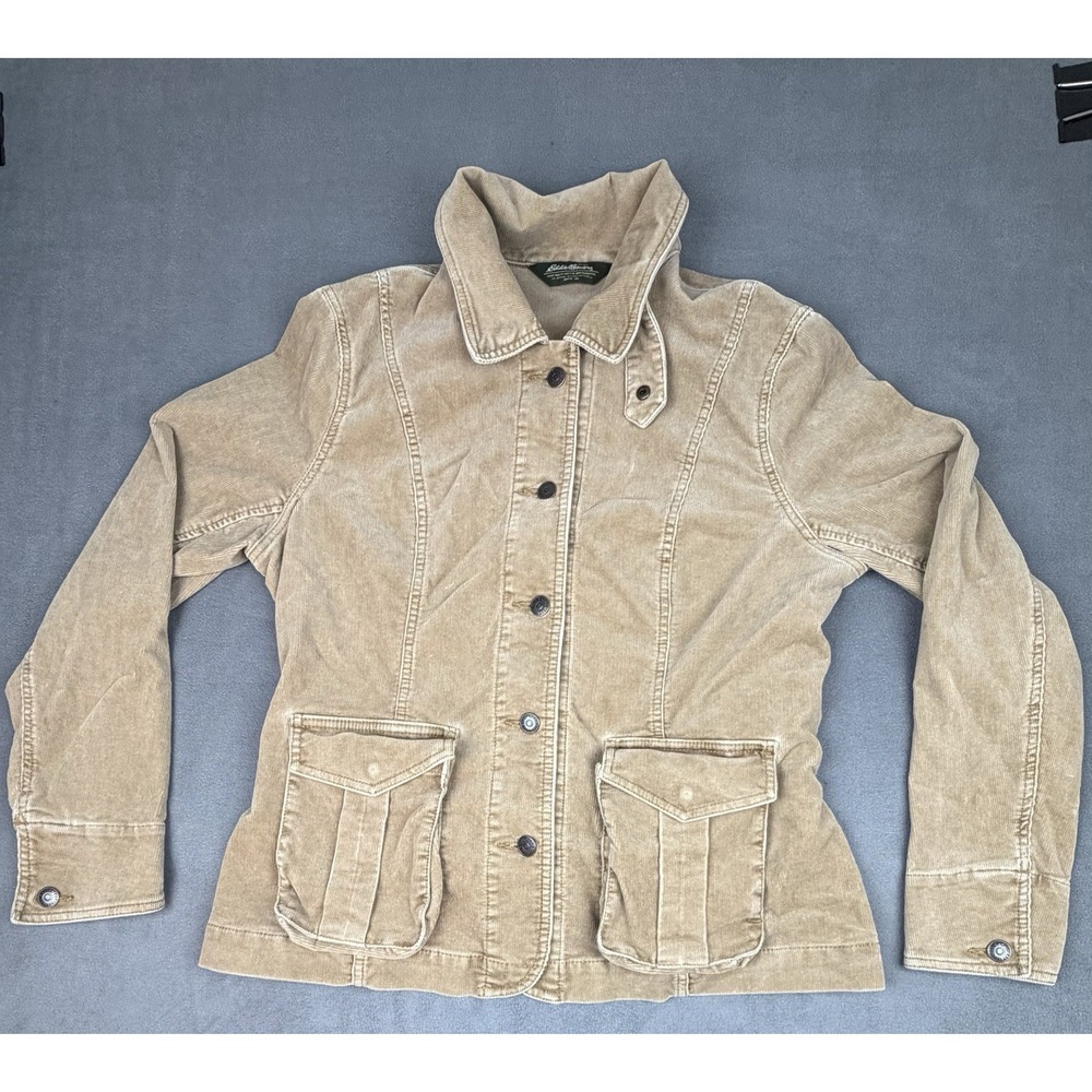 Vintage Eddie Bauer Corduroy Mini Chore Jacket Womens Brown ‎ Lightweight Work